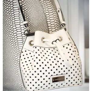 Brahmin White Small Perforated Bucket Preppy Coastal Luxury Crossbody Bag